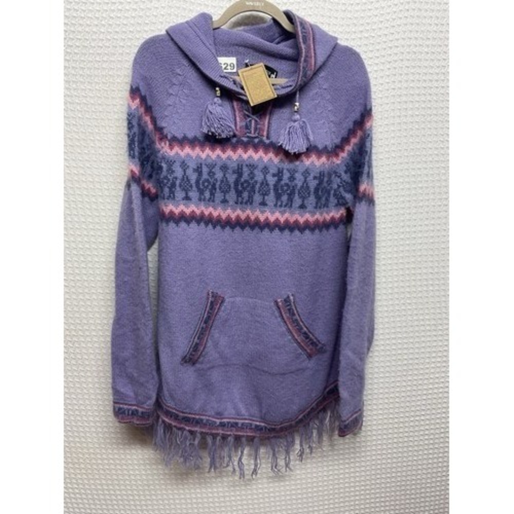 NWT The Alpaca Connection Purple Hooded Hoodie XL Peru Lana/Alpaca/Acrylic